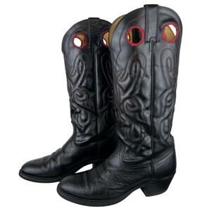 Vintage Men's Westex Black Red Genuine Leather Western Cowboy Boots (Sz 9.5)